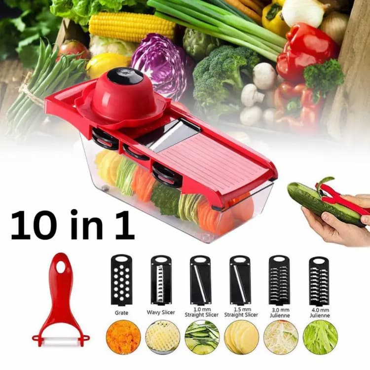 10 IN 1 VEG CUTTER SET + FREE 2IN 1 SAMOSA MAKER (SEVEN SHARP BLADES)