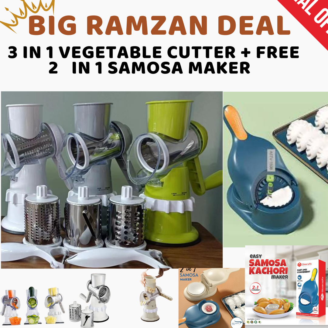 BUMPER RAMAZAN OFFER 3 IN 1 IMPORTED VEGETABLE CUTER+FREE 2 IN 1 SAMSA MAKER